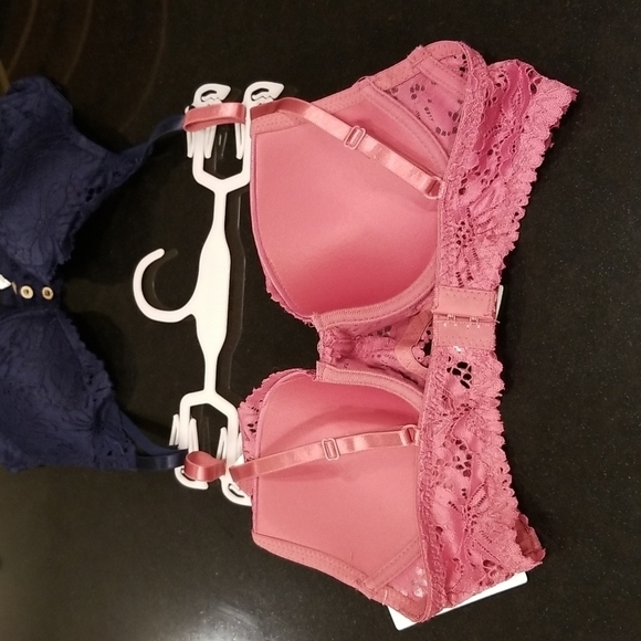 💕LAURA ASHLEY💕 2 Pack Bras ~ Pink & Blue Lace 34C NWT - Picture 4 of 15